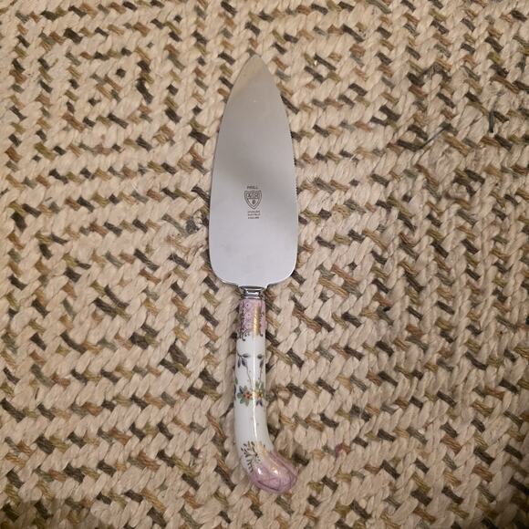 Vintage Prill Sheffield England Pie Cake Server Floral Purple Porcelain Handle. - Picture 2 of 16